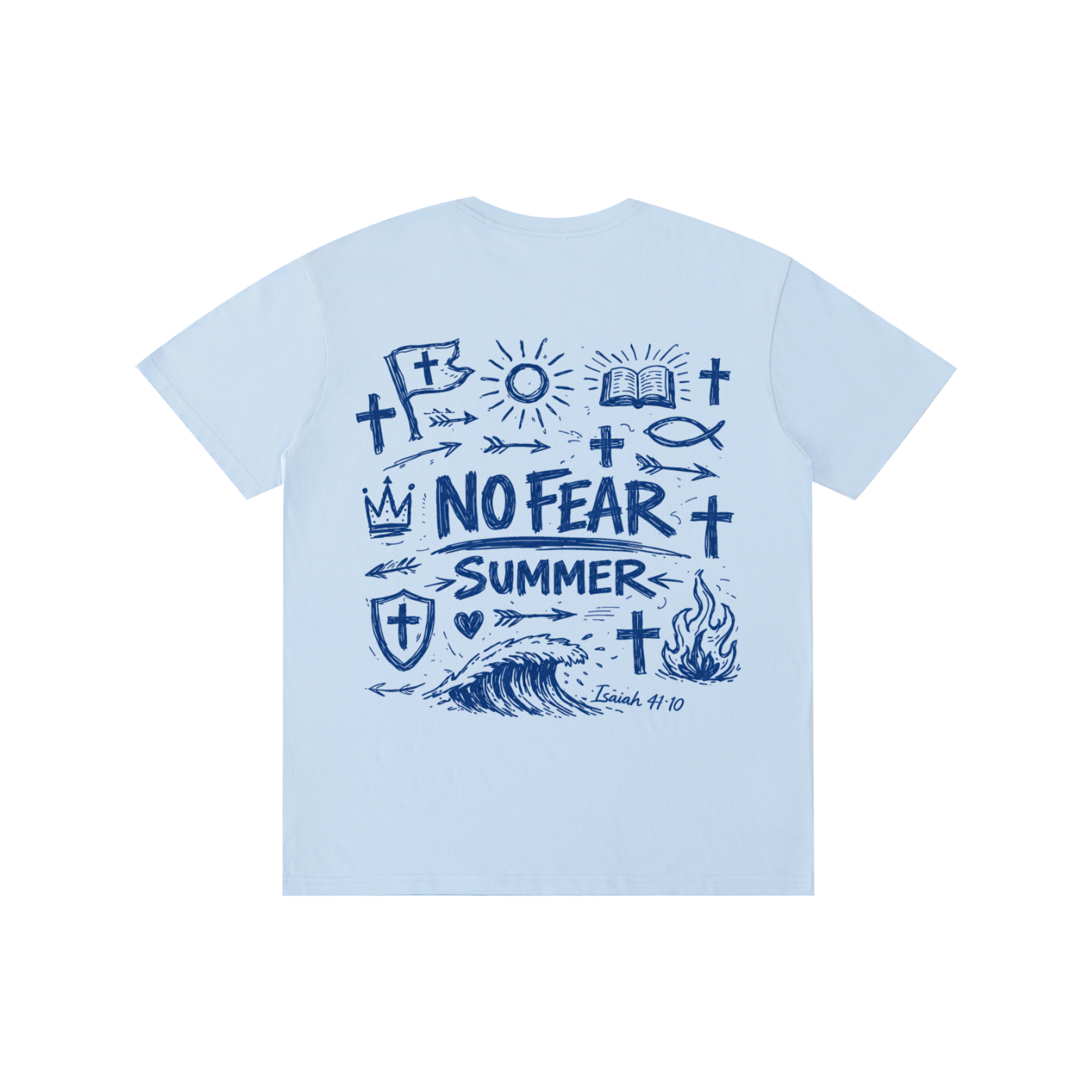 No Fear Summer Doodle - T-Shirt (White, Blue)