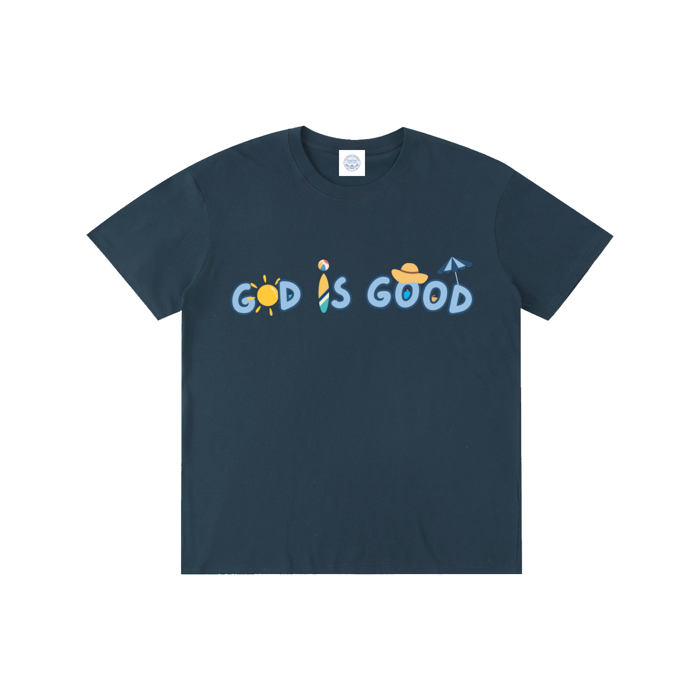 A Summer God is good - T-Shirt (Navy, White, Yellow)