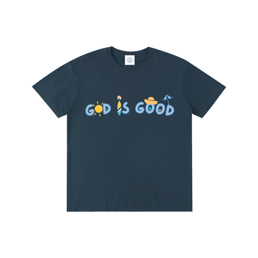 A Summer God is good - T-Shirt (Navy, White, Yellow)