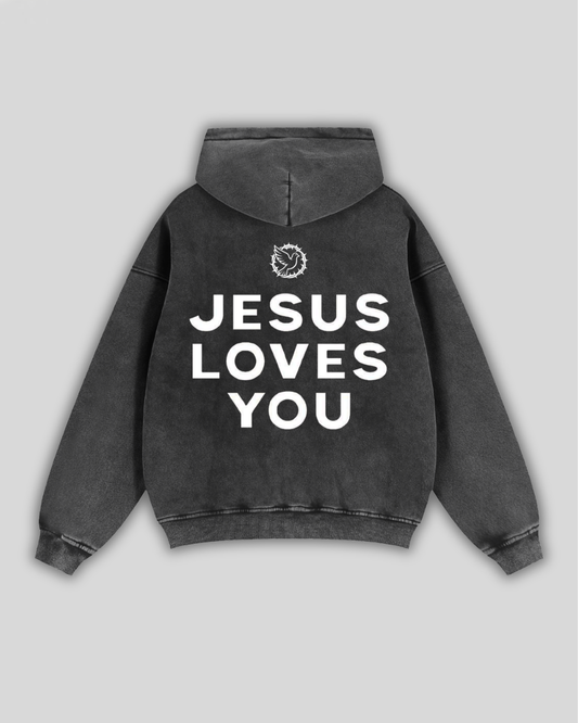 a Jesus loves you - Cropped zip-up