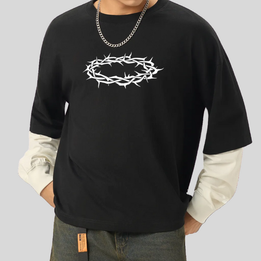 Crown of Thorns - Cropped Layered T-Shirt