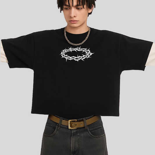 Crown of Thorns - Cropped Layered T-Shirt
