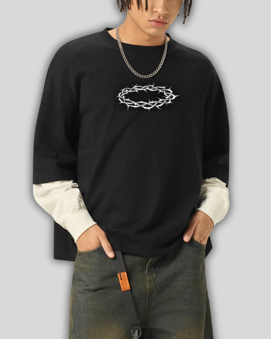 Crown of Thorns - Cropped Layered T-Shirt