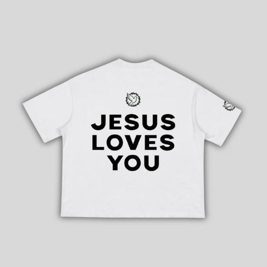 Crown Of Thorns - White Cropped Tee - logo sleeve