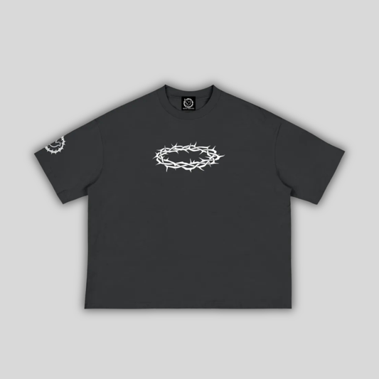 Crown of thorns - Black Cropped Tee - logo sleeve
