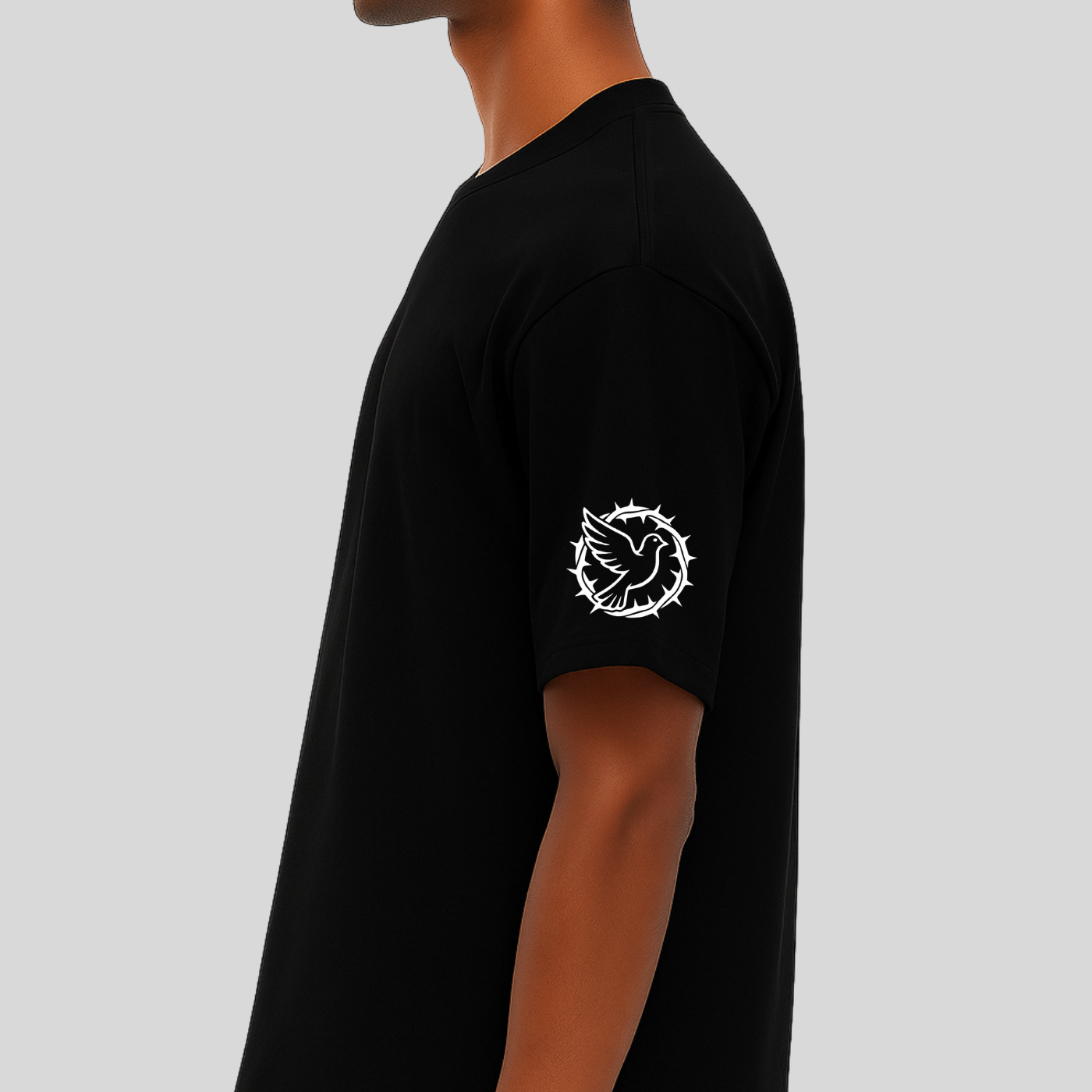 Crown of thorns - Black Cropped Tee - logo sleeve
