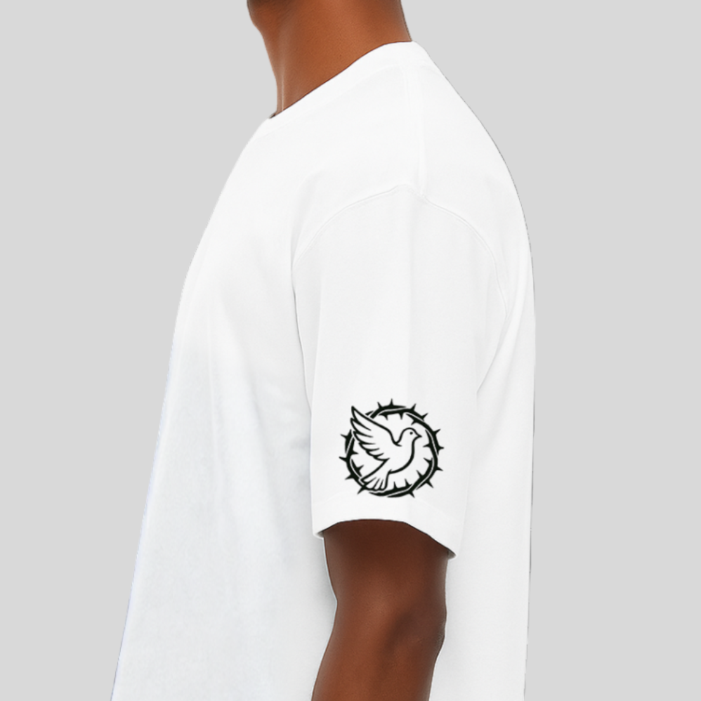 Crown Of Thorns - White Cropped Tee - logo sleeve