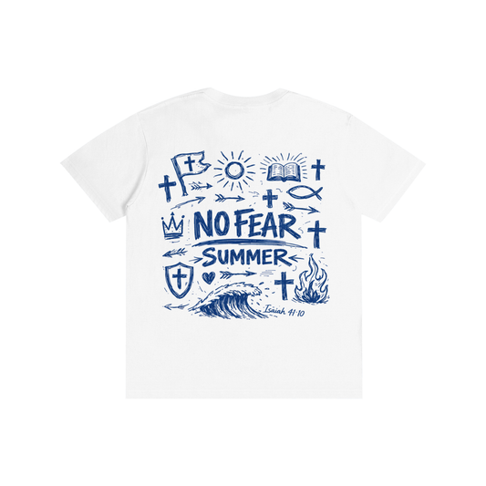 No Fear Summer Doodle - T-Shirt (White, Blue)